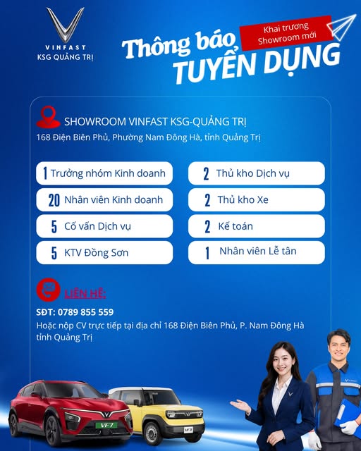VINFAST KSG QUẢNG TRỊ TUYỂN DỤNG